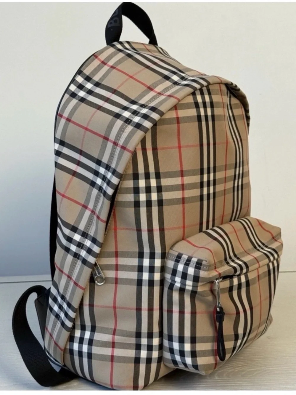 Burberry-Style Beige Check Men's Backpack